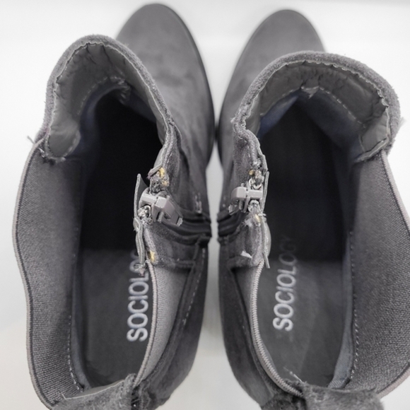 Sociology Women's Gray Suede Ankle Bootie High Heel Size 7.5 - Picture 13 of 16